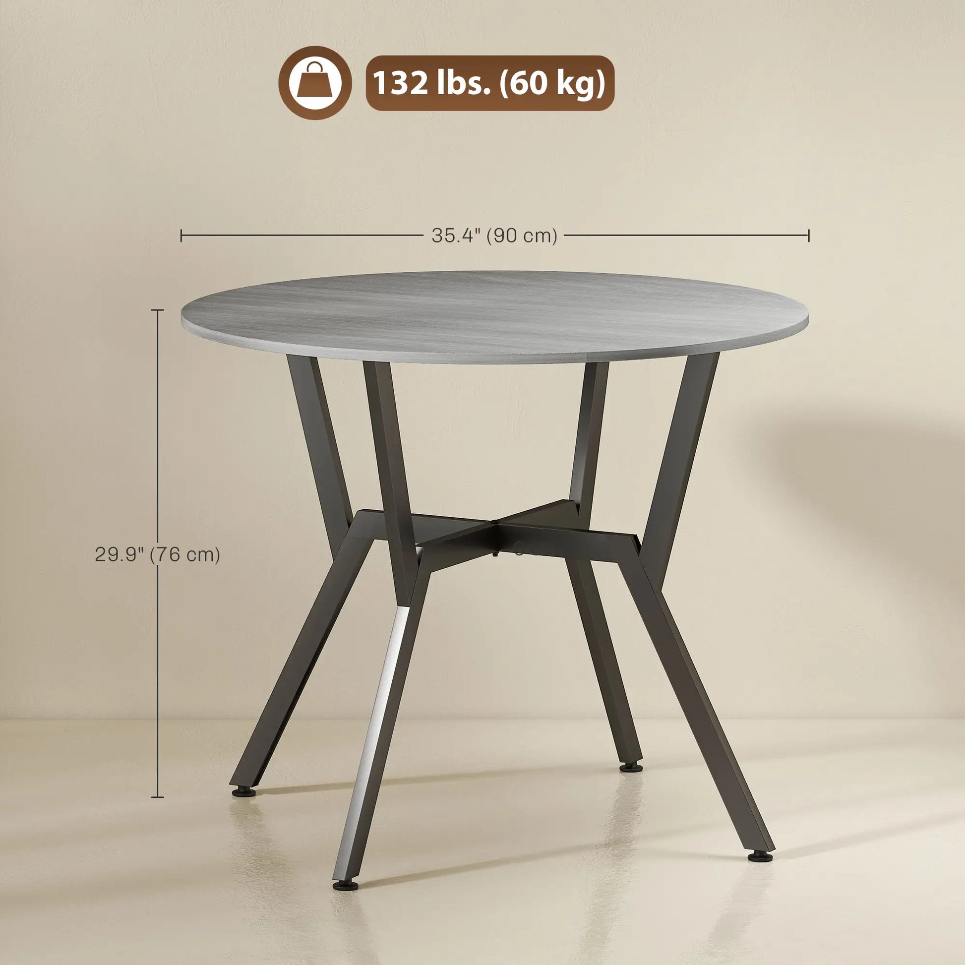 35" Round Dining Table, Steel Frame, Small Kitchen Table, Grey Dining Tables at Gallery Canada