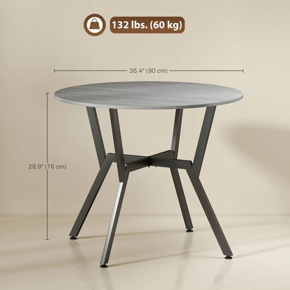 35" Round Dining Table, Steel Frame, Small Kitchen Table, Grey Dining Tables at Gallery Canada