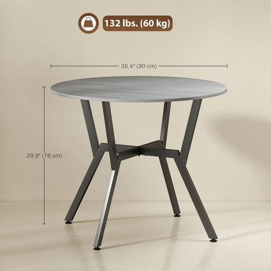 35" Round Dining Table, Steel Frame, Small Kitchen Table, Grey Dining Tables at Gallery Canada