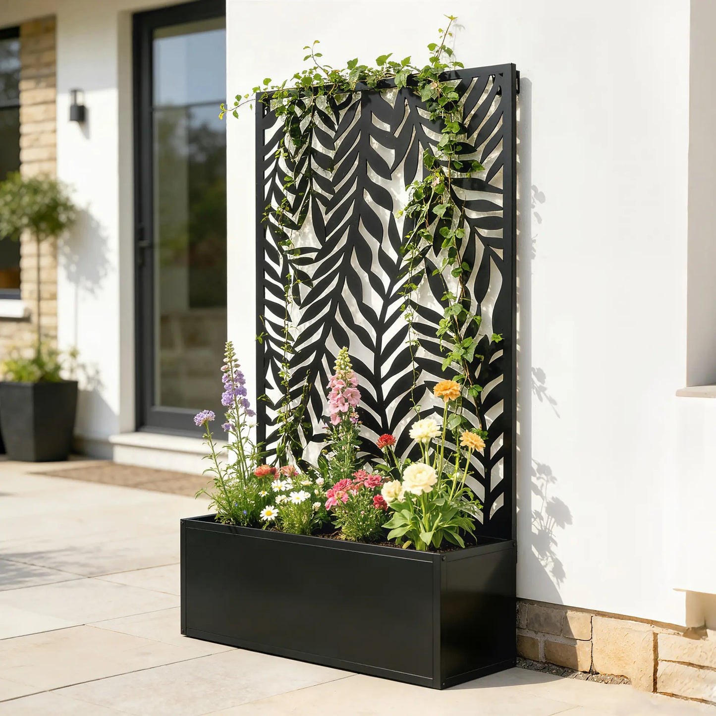 Metal Planter Box With Trellis, 44.5" Raised Garden Bed Galvanized Planter Boxes at Gallery Canada