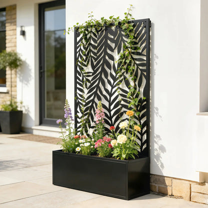 Metal Planter Box With Trellis, 44.5" Raised Garden Bed Galvanized Planter Boxes at Gallery Canada