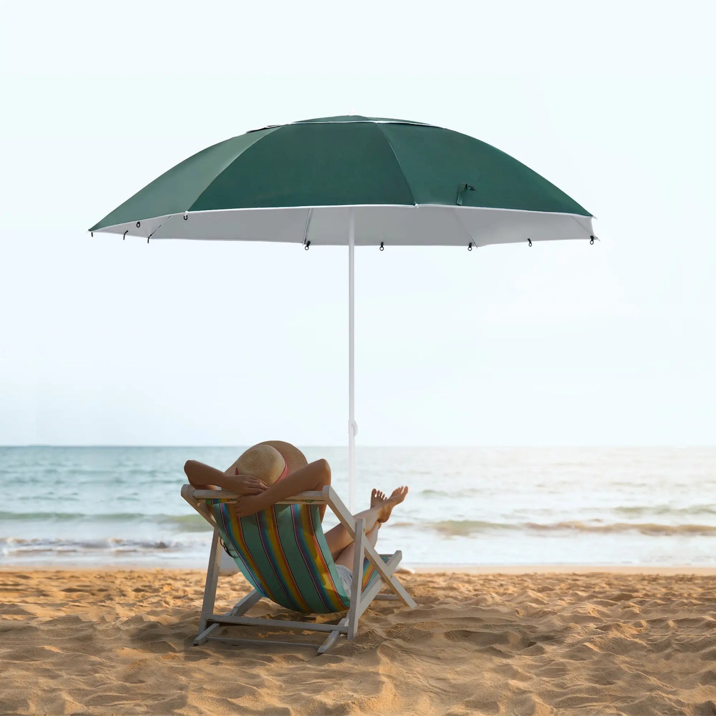 7.5FT 2-in-1 Umbrella Shelter, UPF50+ UV Protection, Dark Green Beach Umbrellas at Gallery Canada