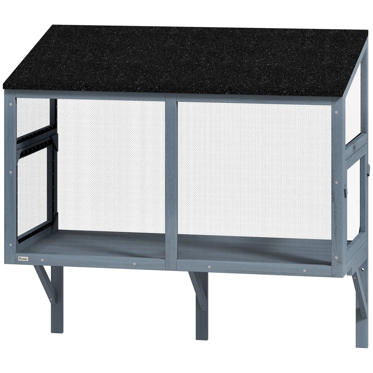 Outdoor Cat Enclosure, Expandable Wooden Cat House, 39.4"L Outdoor Cat Enclosures Grey at Gallery Canada