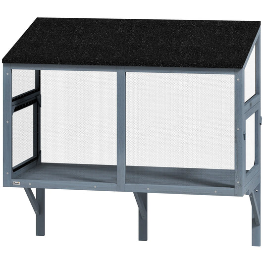 Outdoor Cat Enclosure, Expandable Wooden Cat House, 39.4"L Outdoor Cat Enclosures Grey at Gallery Canada