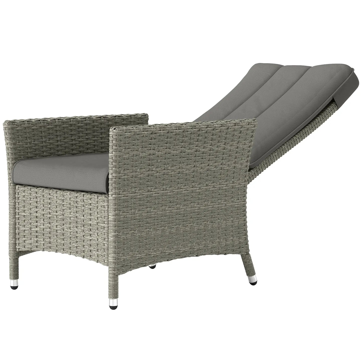 Wicker Outdoor Recliner Chair, Adjustable Backrest With Cushion, Grey Wicker Chaise Loungers Grey at Gallery Canada