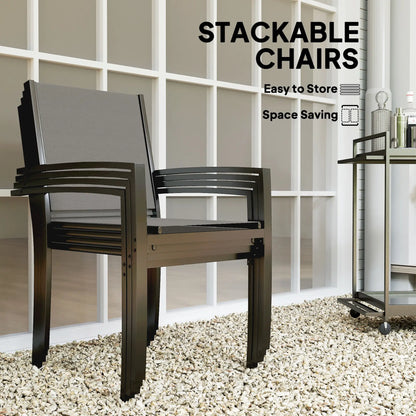 Ensemble de salle à manger extérieur de 5 pièces, table ronde, 4 chaises