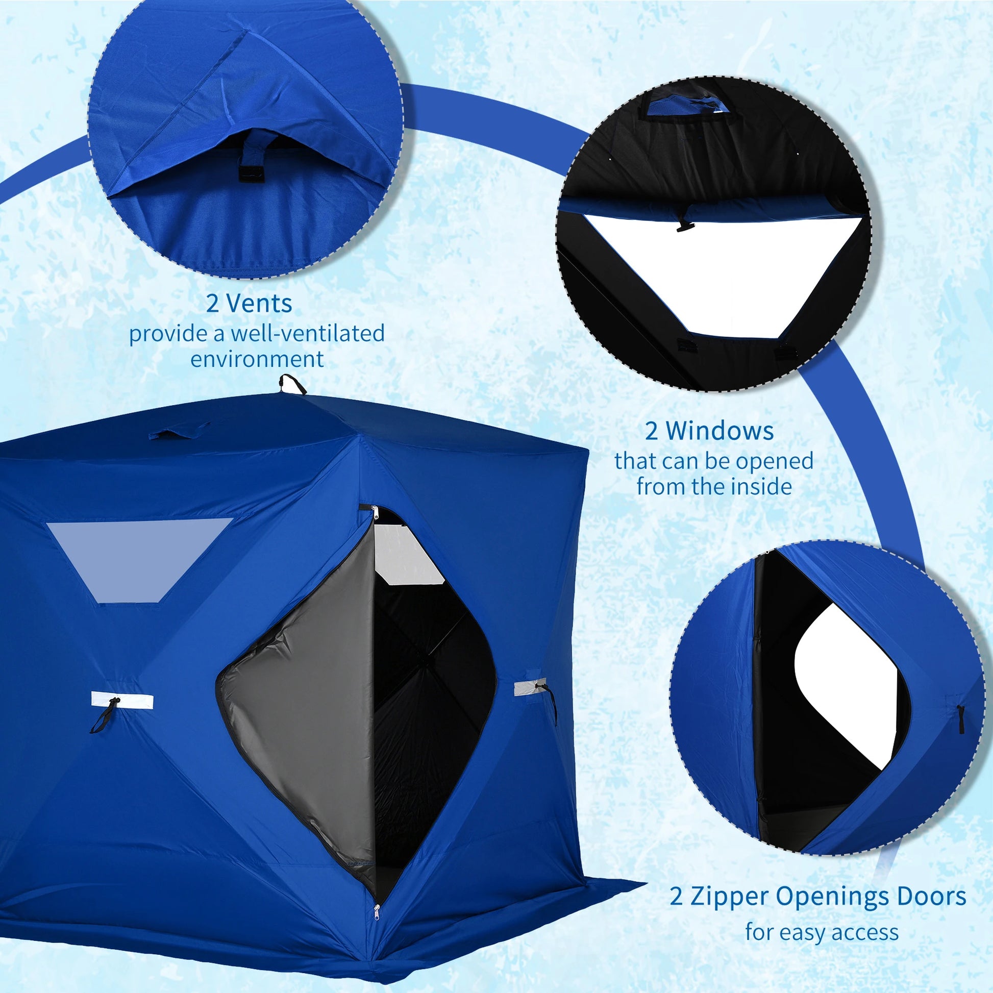 2-4 Person Pop-Up Ice Fishing Tent, Windproof Windows, Carrying Bag, Blue Ice Fishing Tents at Gallery Canada