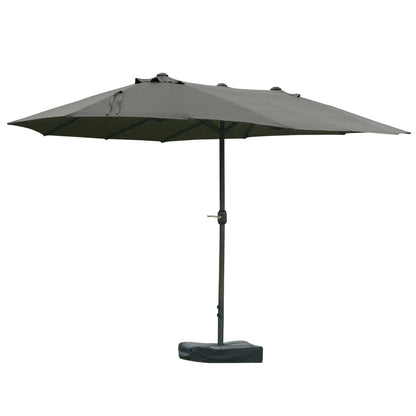 15' Outdoor Patio Umbrella, Twin Canopy Sunshade, Steel Table, Lift Crank, Dark Grey Sun Umbrellas at Gallery Canada