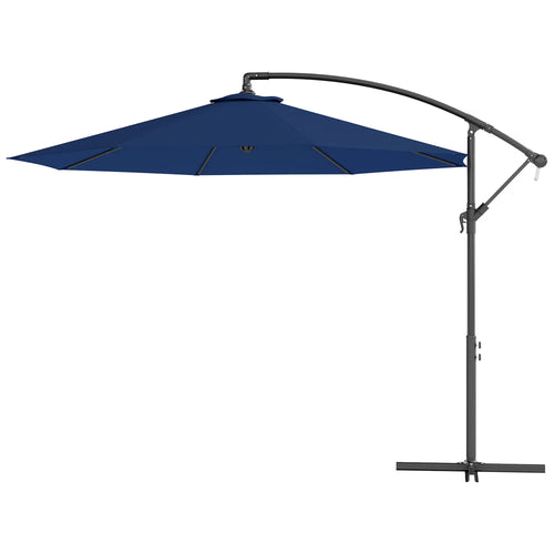 10' Deluxe Patio Umbrella, Banana Hanging Offset Sunshade, Navy Blue