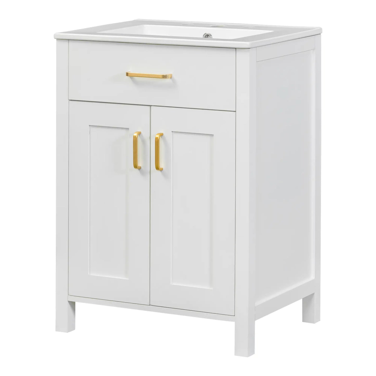 Bathroom Vanity Combo, Ceramic Sink, Storage Cabinet, 24" L x 18.5" W x 34" H, White Sink Cabinets at Gallery Canada
