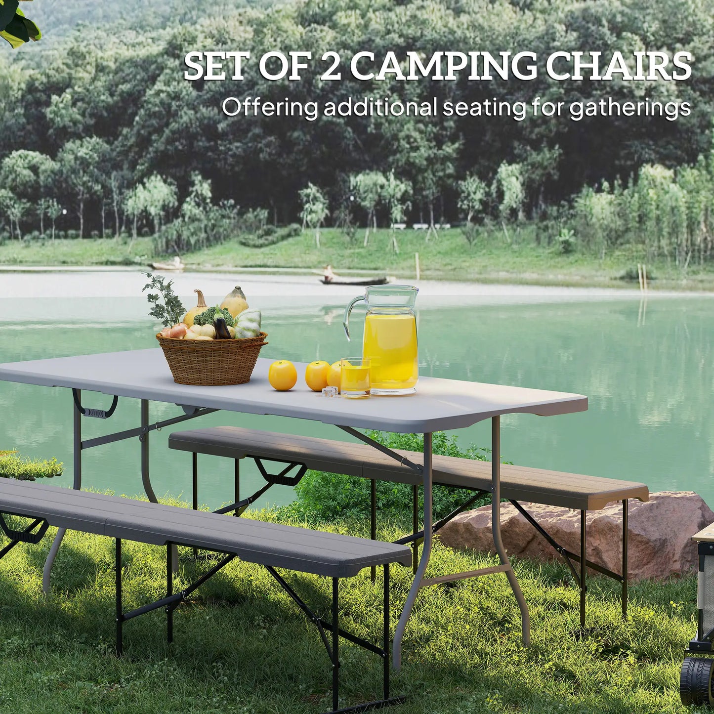 6 ft Plastic Bench Seat, Foldable, Portable, Distressed Brown, Brown Garden Accessories at Gallery Canada