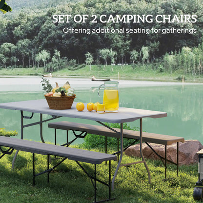 6 ft Plastic Bench Seat, Foldable, Portable, Distressed Brown, Brown Garden Accessories at Gallery Canada