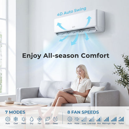 18000 BTU 2 Zone 24 SEER2 Mini Split AC, 12K + 12K, White Mini Split Air Conditioners at Gallery Canada