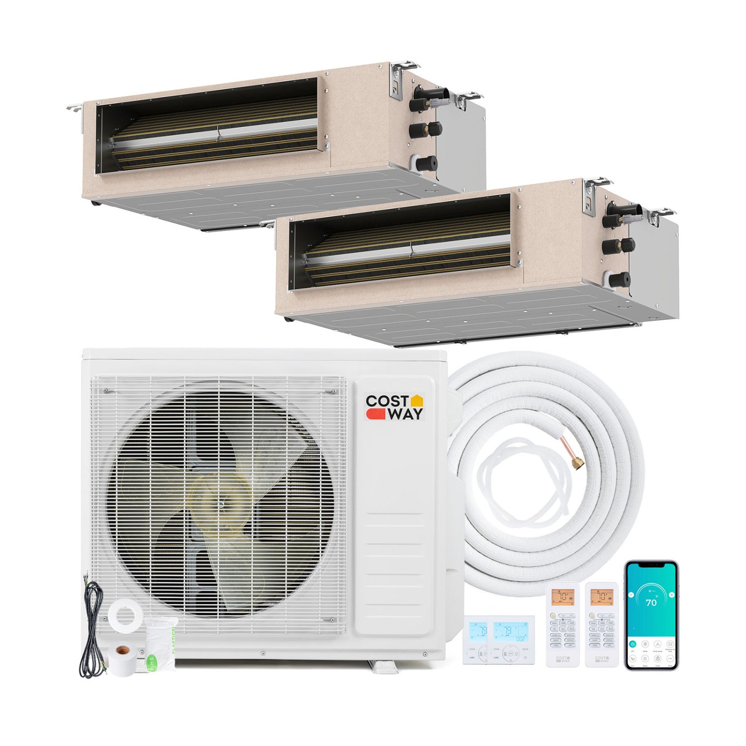 18000 BTU 2 Zone 24 SEER2 Concealed Ducted Mini Split AC, 9K + 9K, White 2 Zone Mini Split at Gallery Canada
