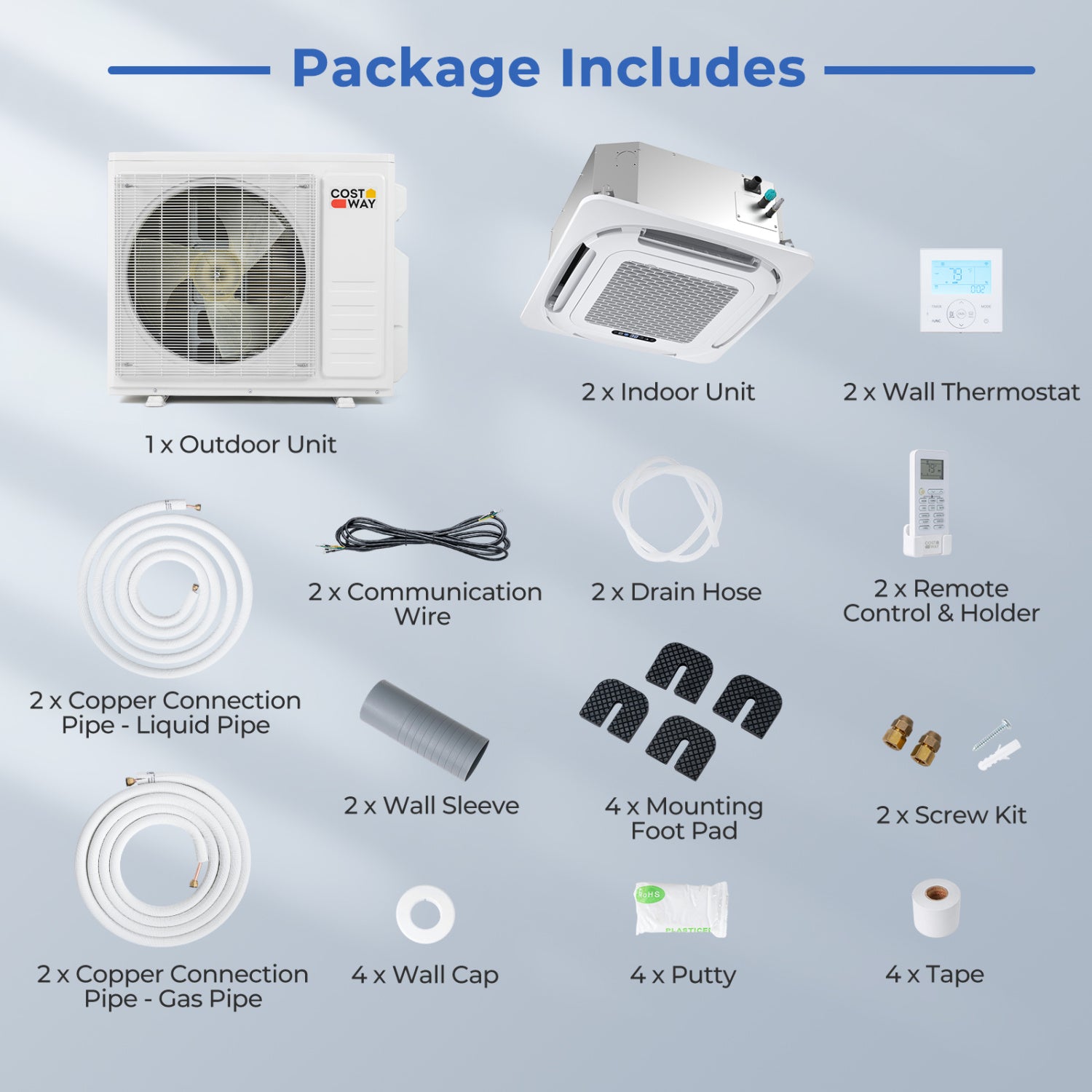 18000 BTU 2 Zone 24 SEER2 Ceiling Cassette Mini Split, White 2 Zone Mini Split at Gallery Canada