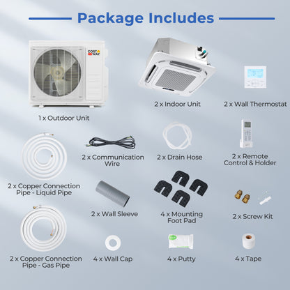 18000 BTU 2 Zone 24 SEER2 Ceiling Cassette Mini Split, White 2 Zone Mini Split at Gallery Canada