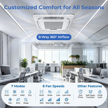 18000 BTU 2 Zone 24 SEER2 Ceiling Cassette Mini Split, White 2 Zone Mini Split at Gallery Canada