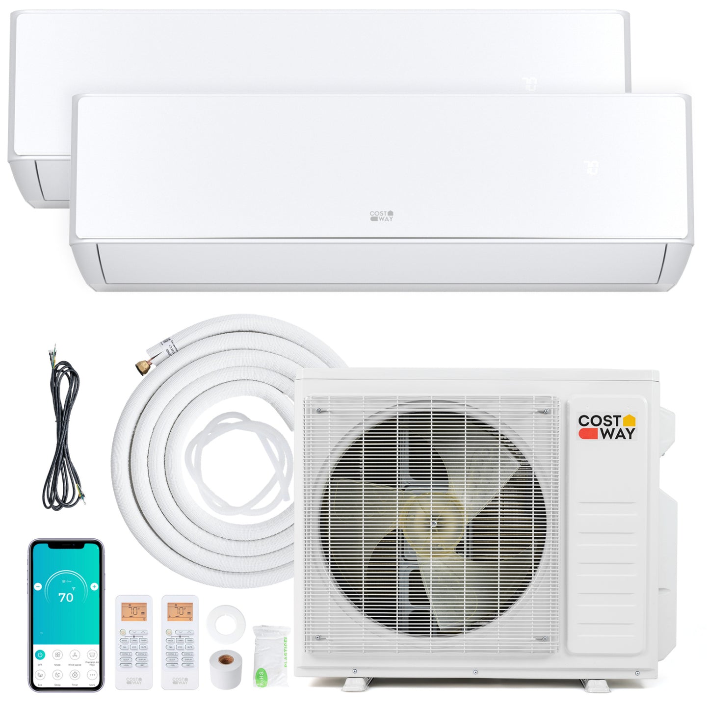 27000 BTU 2 Zone 24 SEER2 Mini Split AC With Heat Pump, 9K + 12K, White Mini Split Air Conditioners at Gallery Canada