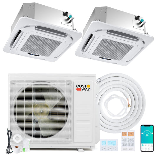 27000 BTU 2 Zone 24 SEER2 Ceiling Cassette Mini Split, White 2 Zone Mini Split White at Gallery Canada