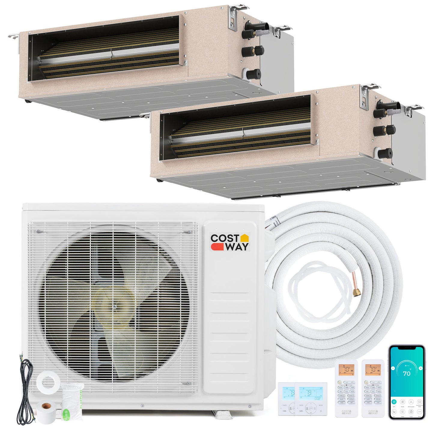 X-Pro 27000 BTU 2 Zone 24 SEER2 Concealed Ducted Mini Split AC, White 2 Zone Mini Split at Gallery Canada