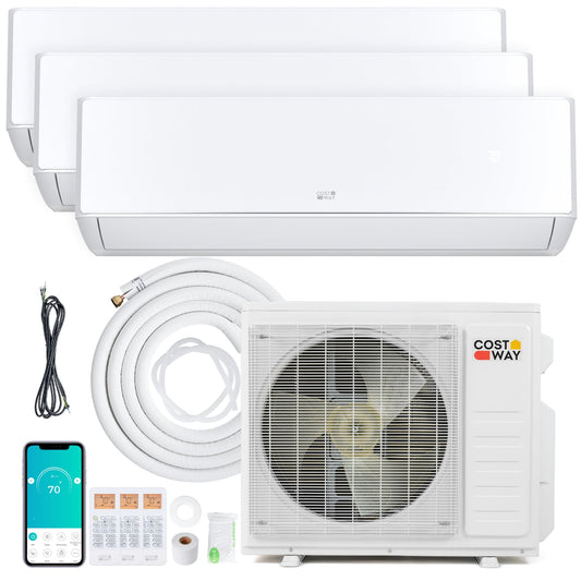 27000 BTU 3 Zone 24 SEER2 Mini Split AC, Heat Pump, 9K + 9K + 18K, White Mini Split Air Conditioners White at Gallery Canada