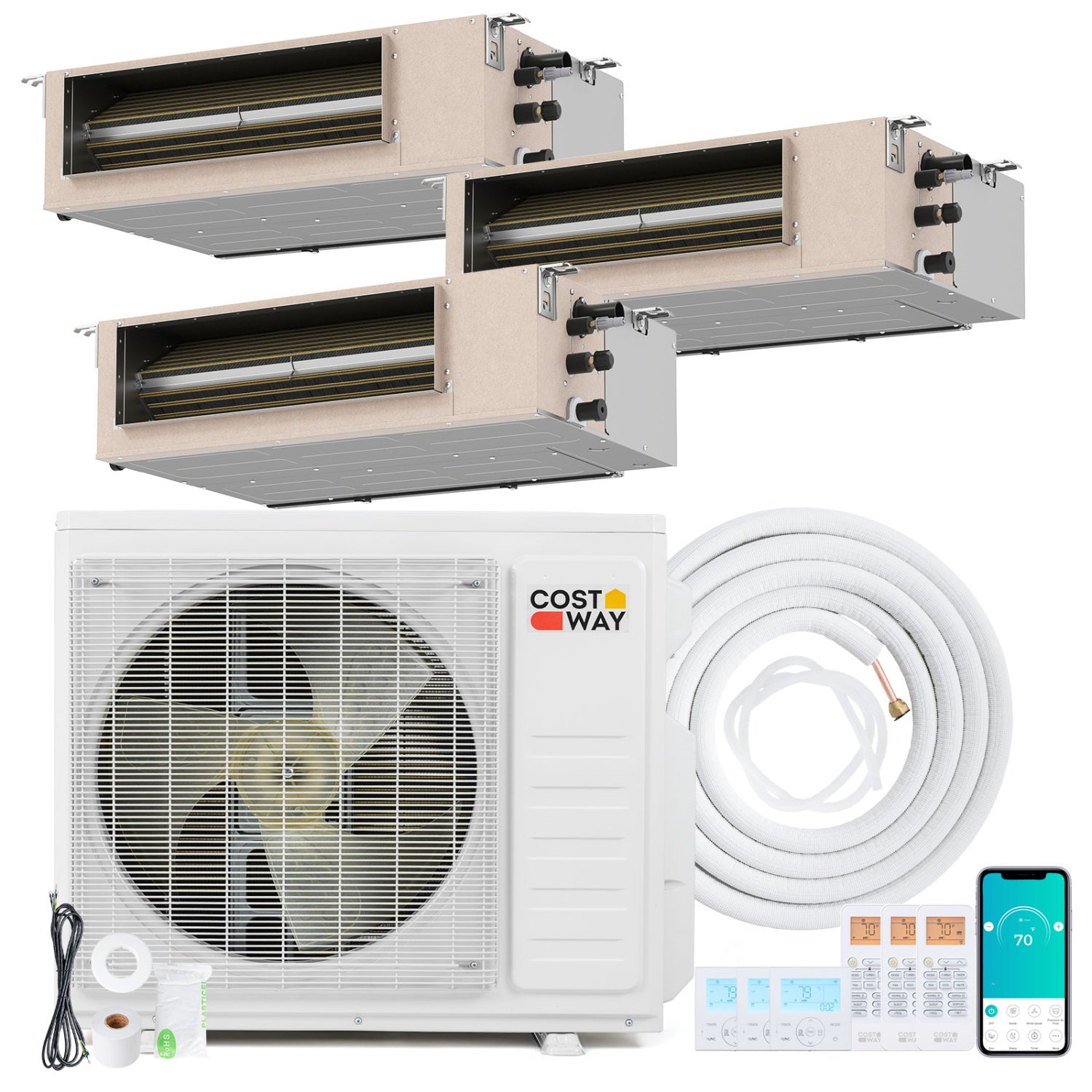 27000 BTU 3 Zone 24 SEER2 Ducted Mini Split, 9K + 9K + 18K, White 3 Zone Mini Split at Gallery Canada