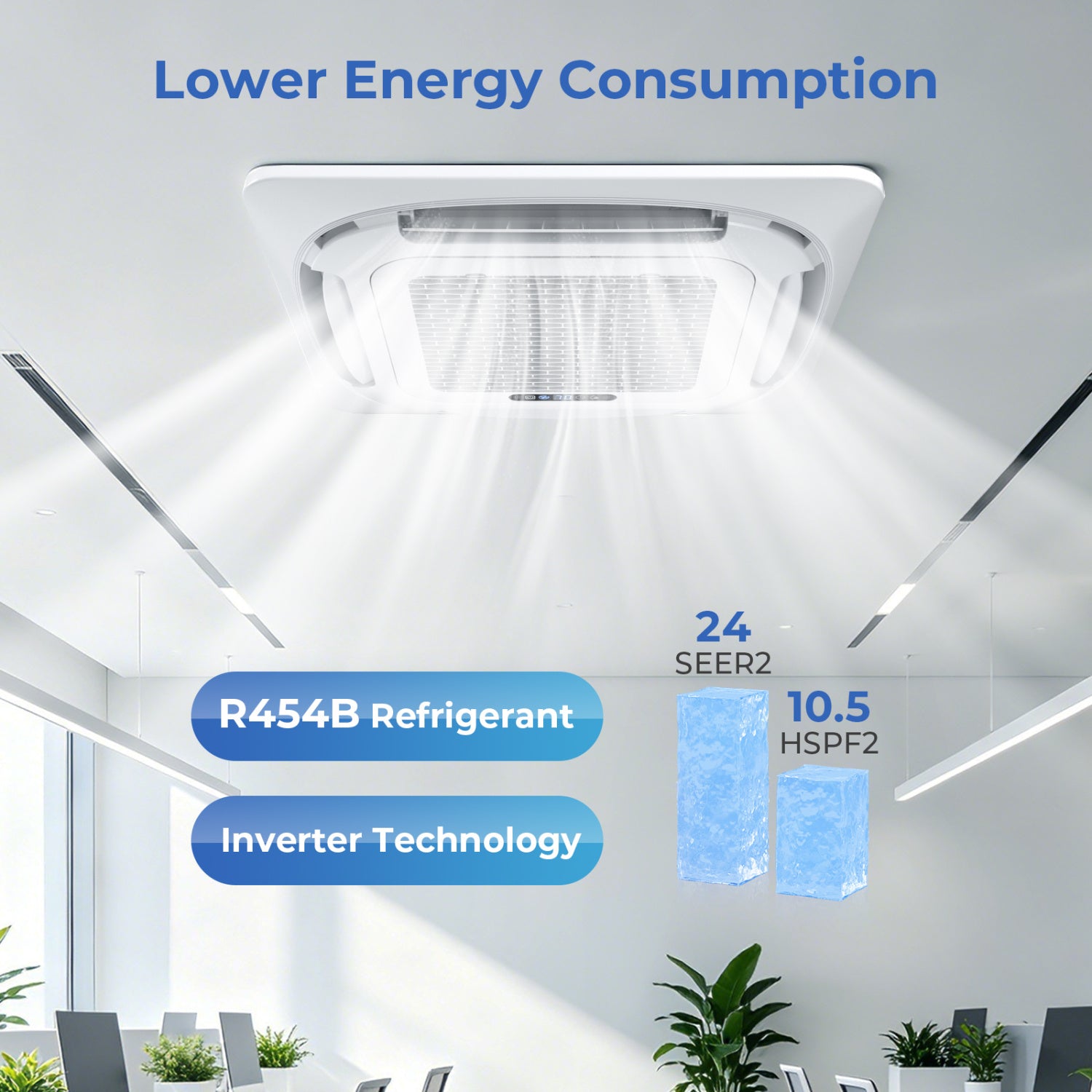 27000 BTU 3 Zone Ceiling Cassette Mini Split AC, 12K + 12K + 12K, White 3 Zone Mini Split at Gallery Canada