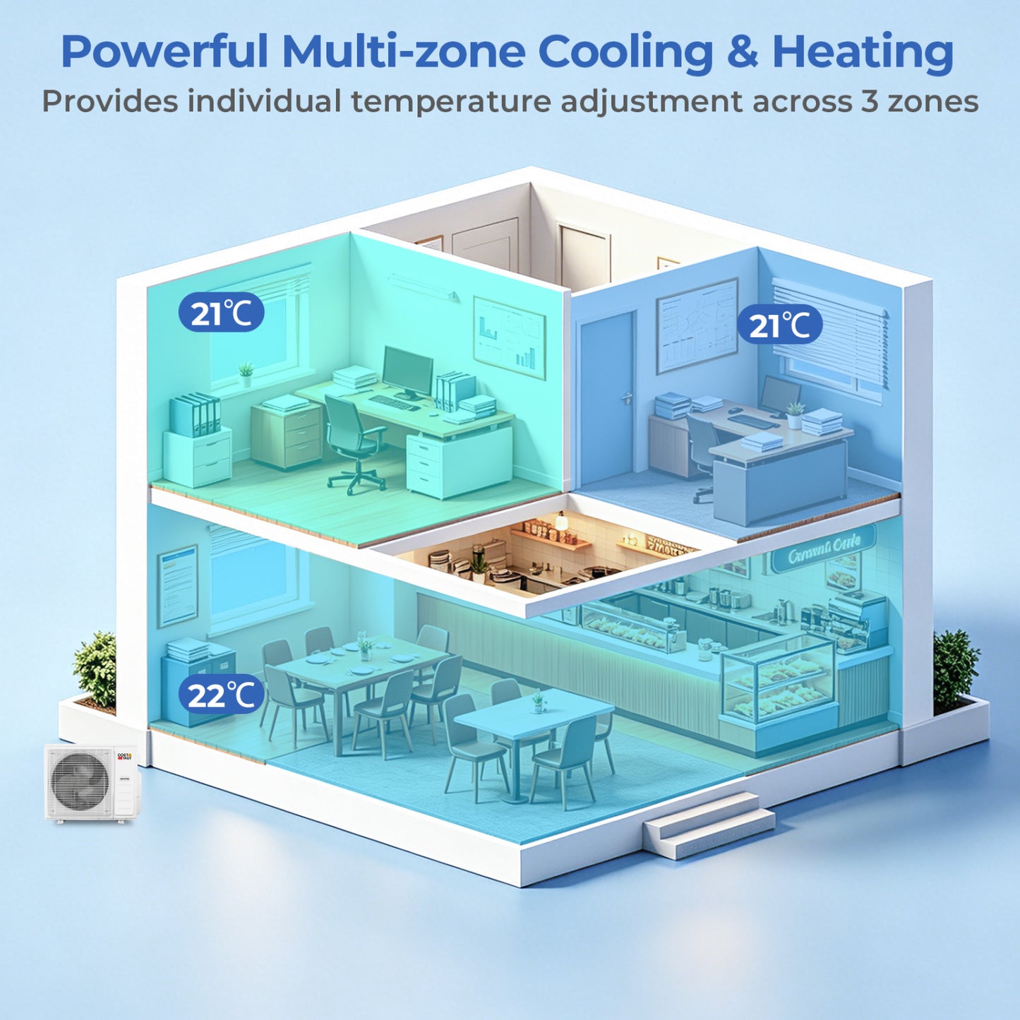 27000 BTU 3 Zone Ceiling Cassette Mini Split AC, 12K + 12K + 12K, White 3 Zone Mini Split at Gallery Canada