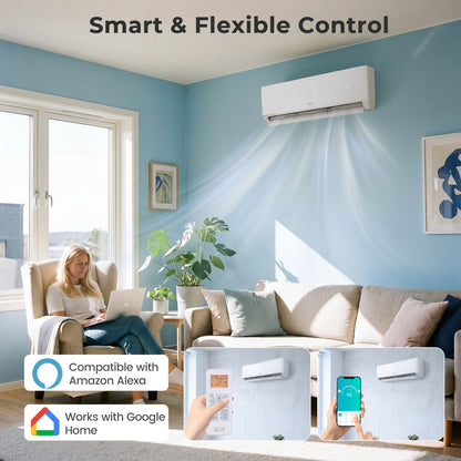 35000 BTU 2 Zone 22.5 SEER2 Mini Split AC Heat Pump, 12K + 12K, White Mini Split Air Conditioners at Gallery Canada