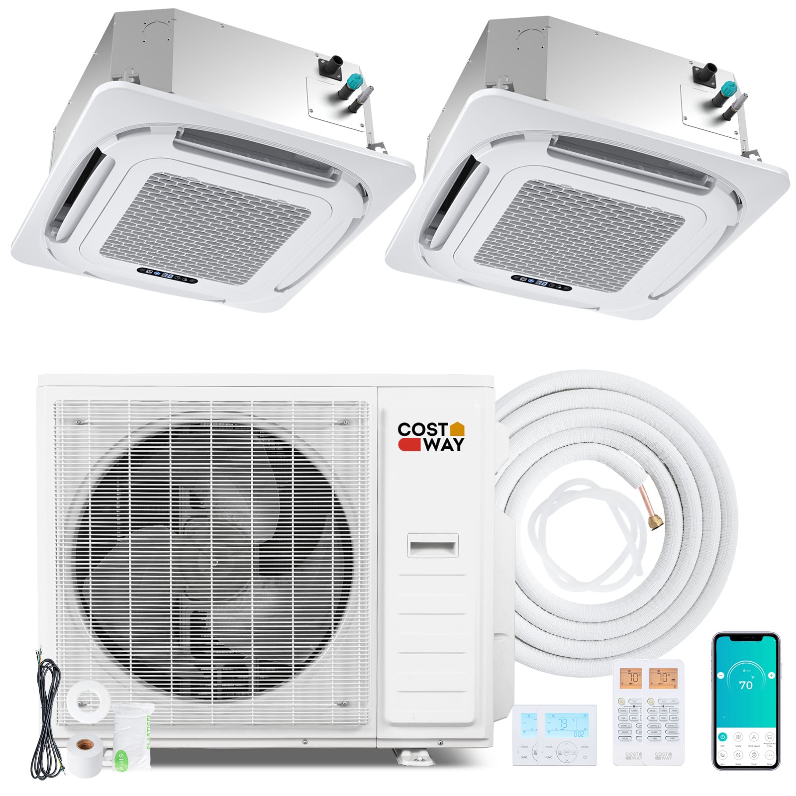 Ceiling Cassette Mini Split AC, 35000 BTU, 2 Zone, 22.5 SEER2, White 2 Zone Mini Split White at Gallery Canada