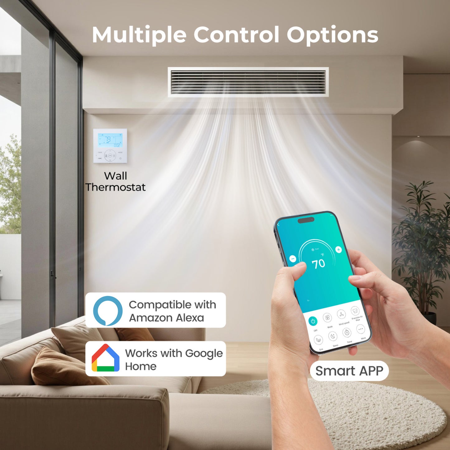 3 Zone 22.5 SEER2 Concealed Ducted Mini Split AC, 9K + 12K + 18K, White 3 Zone Mini Split at Gallery Canada