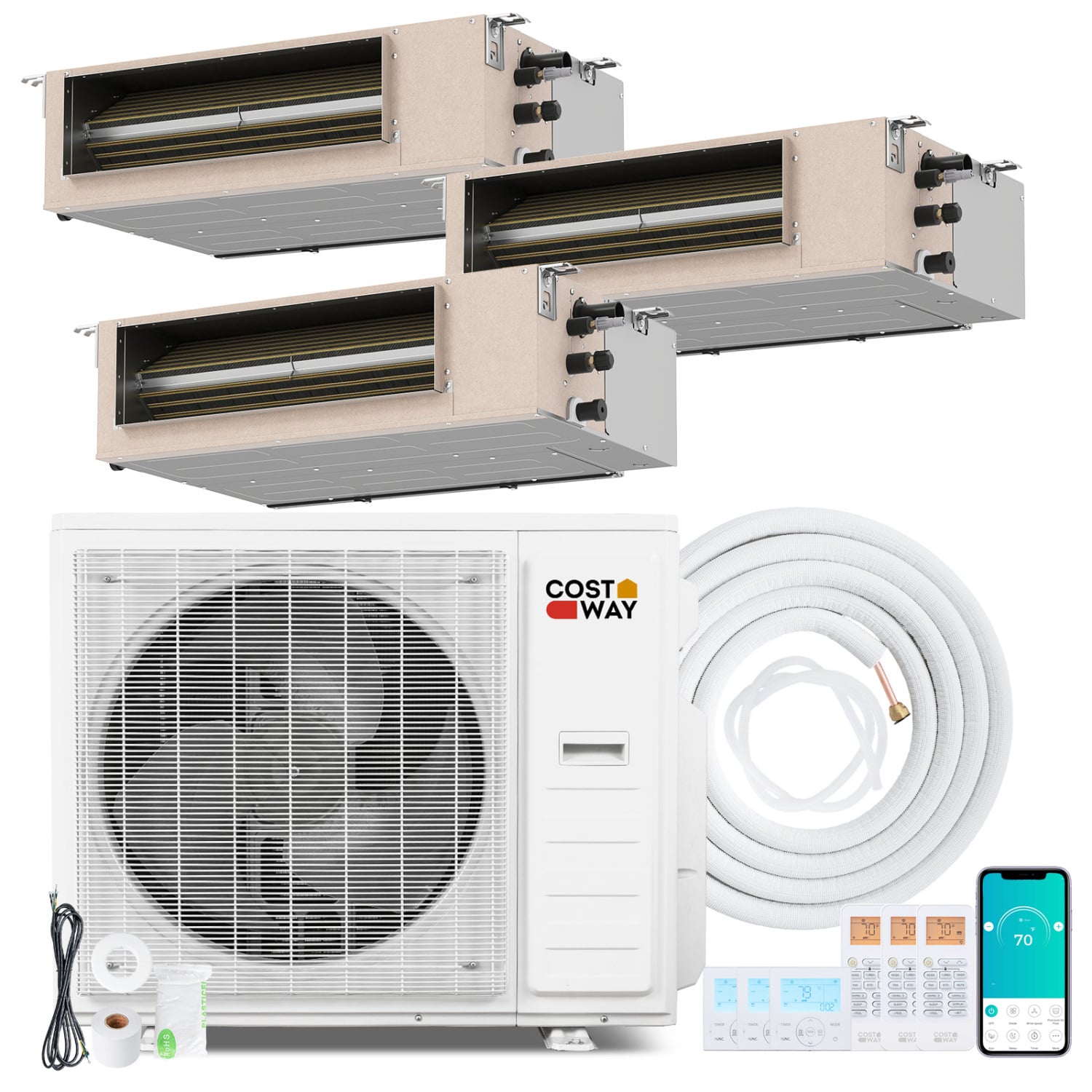 X-Pro 35000 BTU 3 Zone 22.5 SEER2 Concealed Ducted Mini Split AC, White 3 Zone Mini Split at Gallery Canada