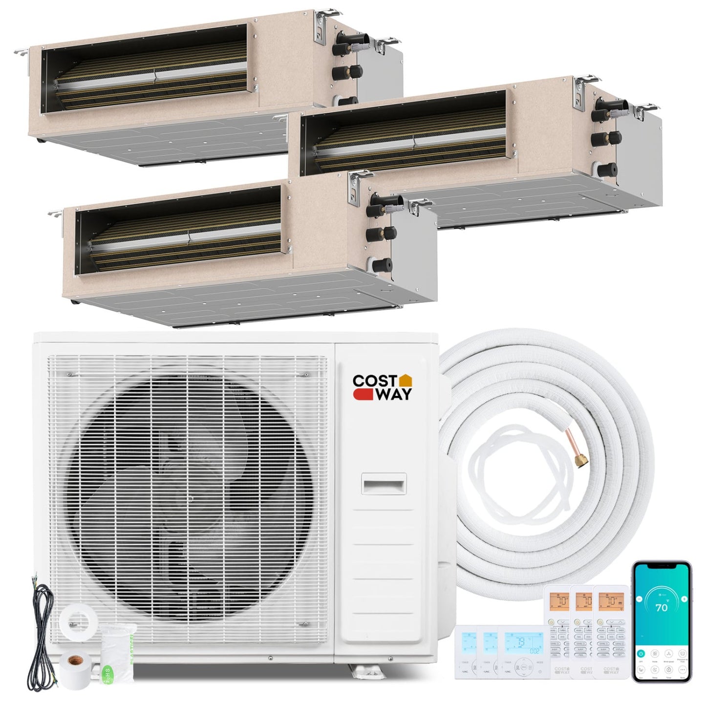 X-Pro 35000 BTU 3 Zone 22.5 SEER2 Concealed Ducted Mini Split AC, White 3 Zone Mini Split White at Gallery Canada