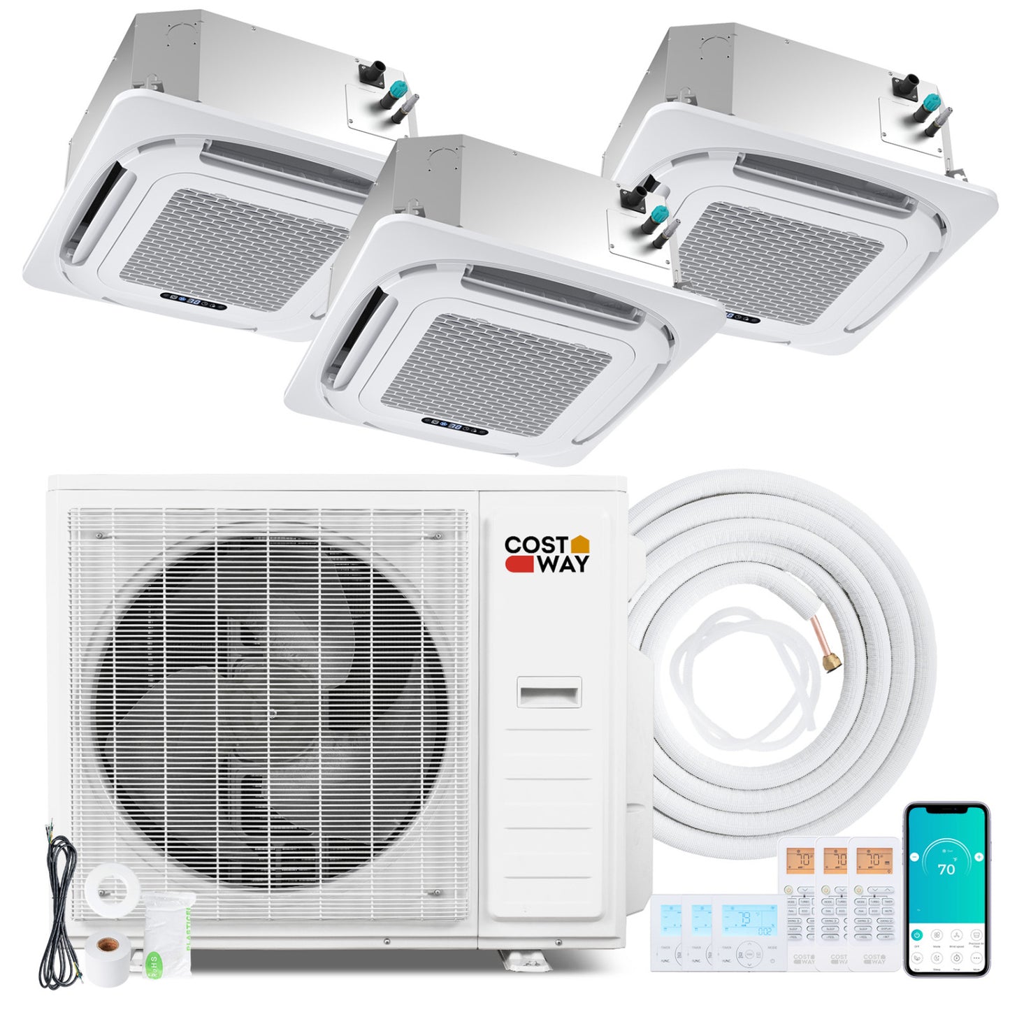 Ceiling Cassette Mini Split AC, 35000 BTU, 3 Zone, 22.5 SEER2, White 3 Zone Mini Split White at Gallery Canada