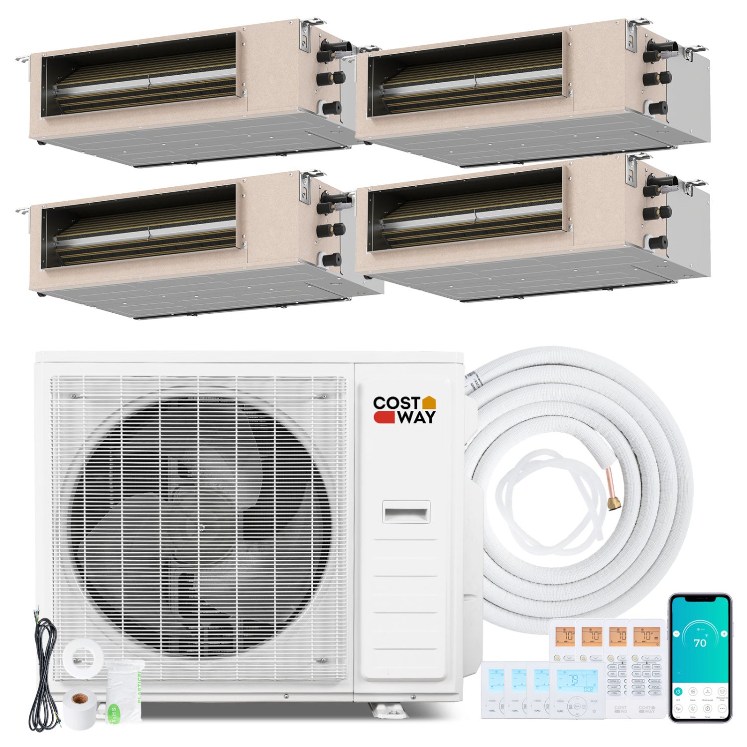 35000 BTU 4 Zone 22.5 SEER2 Ducted Mini Split AC, White 4 Zone Mini Split White at Gallery Canada