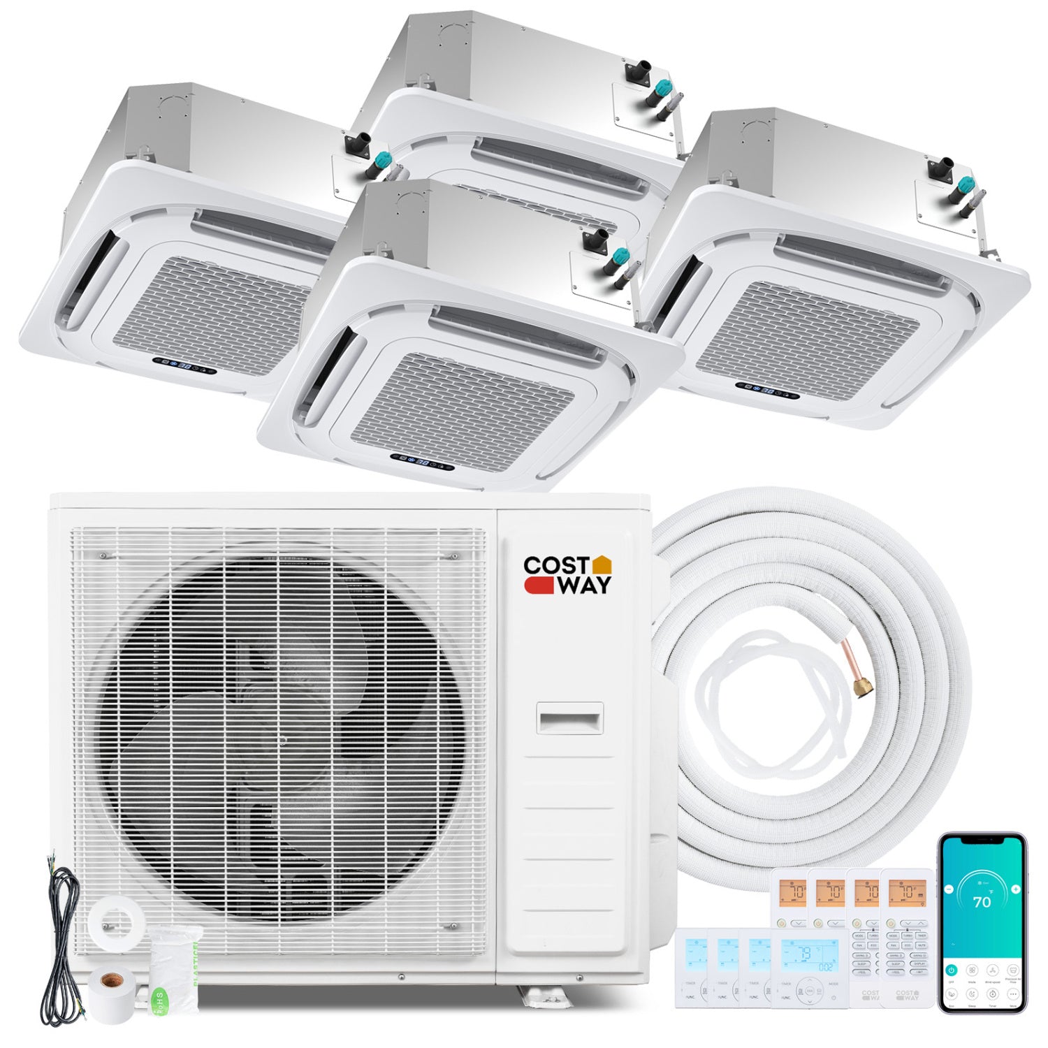 4 Zone Ceiling Cassette Mini Split AC, 22.5 SEER2, 35000 BTU, White 4 Zone Mini Split at Gallery Canada