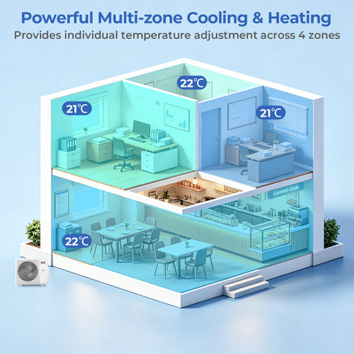 X-Pro 35000 BTU 4 Zone 22.5 SEER2 Ceiling Cassette Mini Split AC, White
