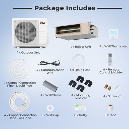 Mini Split AC, 4 Zone, 22.5 SEER2, 9K + 9K + 9K + 12K, White 4 Zone Mini Split at Gallery Canada