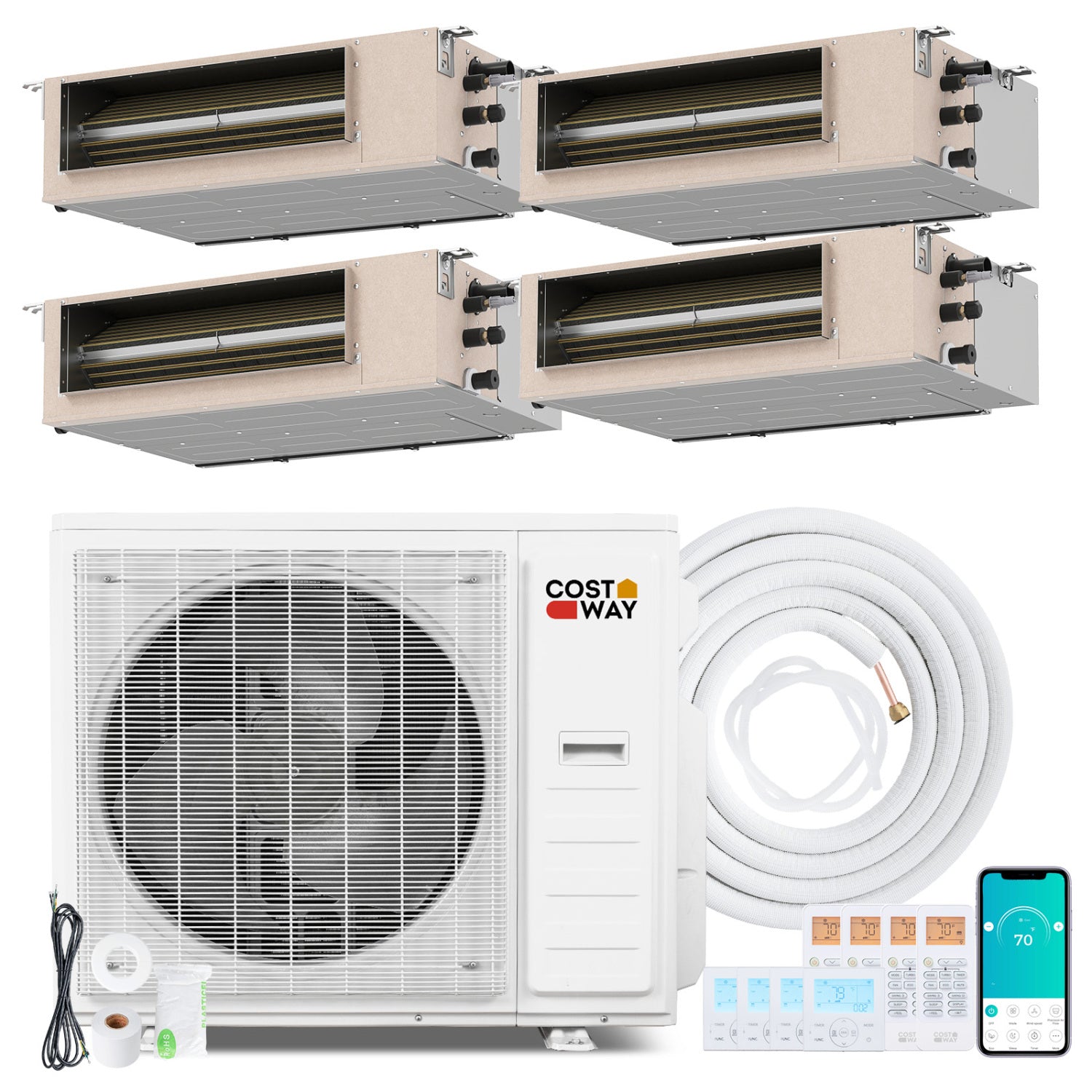 X-Pro 35000 BTU 4 Zone 22.5 SEER2 Concealed Ducted Mini Split AC, White 4 Zone Mini Split White at Gallery Canada