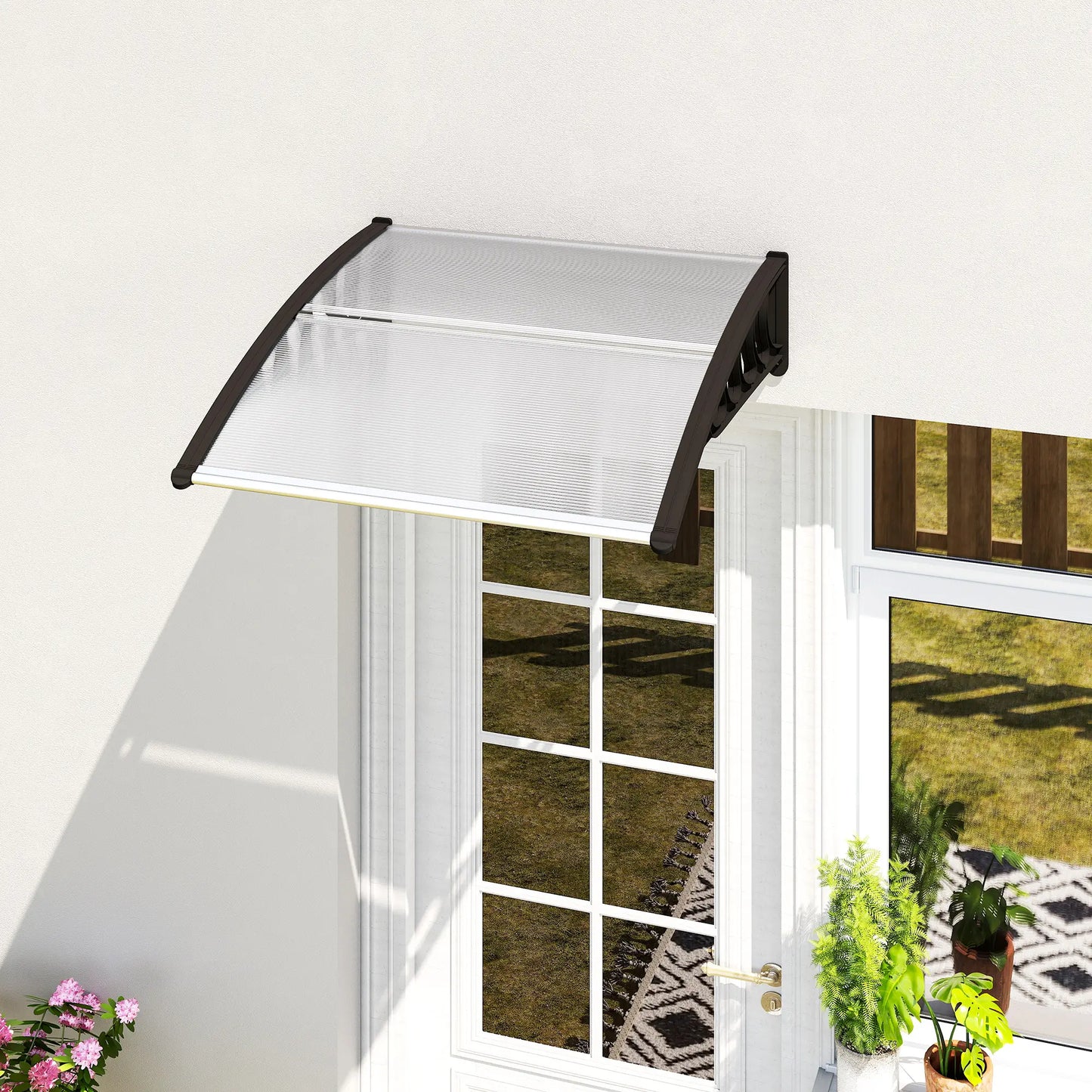 40.6" x 38" Polycarbonate Awning Door Canopy, UV Protection, Clear Door Awnings at Gallery Canada
