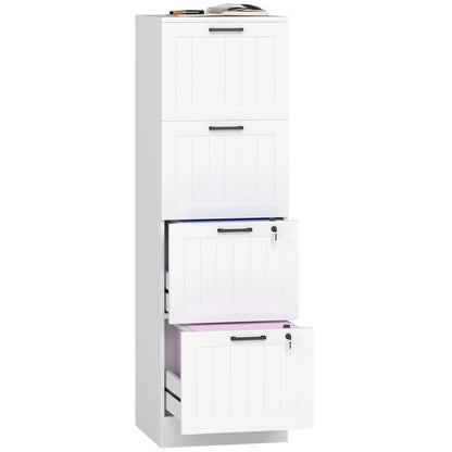 4 Drawer Filing Cabinet with Lock, Office Storage, A4 Letter Size, White Office Cabinets & Cupboards at Gallery Canada