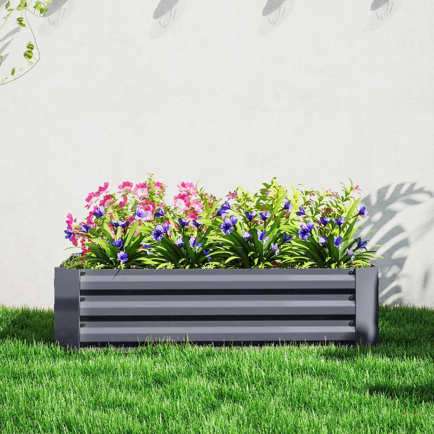 Galvanized Raised Garden Bed, 4' x 3' x 1', Outdoor Metal Planter Box, Dark Grey Galvanized Planter Boxes at Gallery Canada
