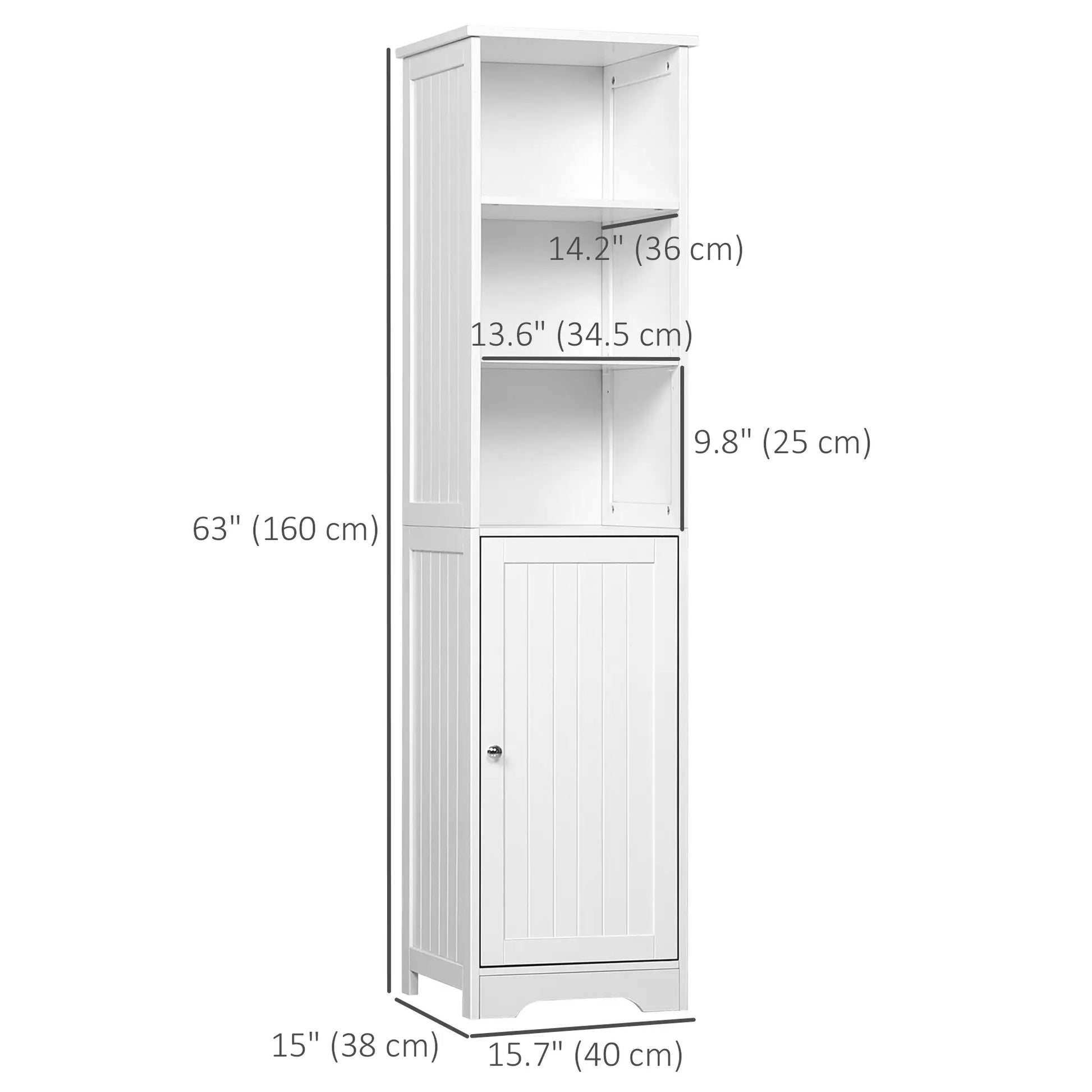Tall Bathroom Storage Cabinet, Adjustable Shelf, 3 Open Shelves, White Bathroom Cabinets at Gallery Canada