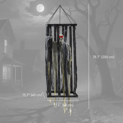 Animatronics Hanging Skeleton Reaper in Cage, Voice-Activated, Flashing Eyes Halloween Decorations at Gallery Canada