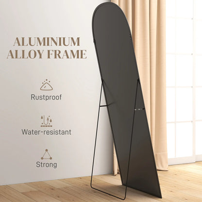 Arched Standing Mirror, 64" x 24", Full Length Mirror, Black