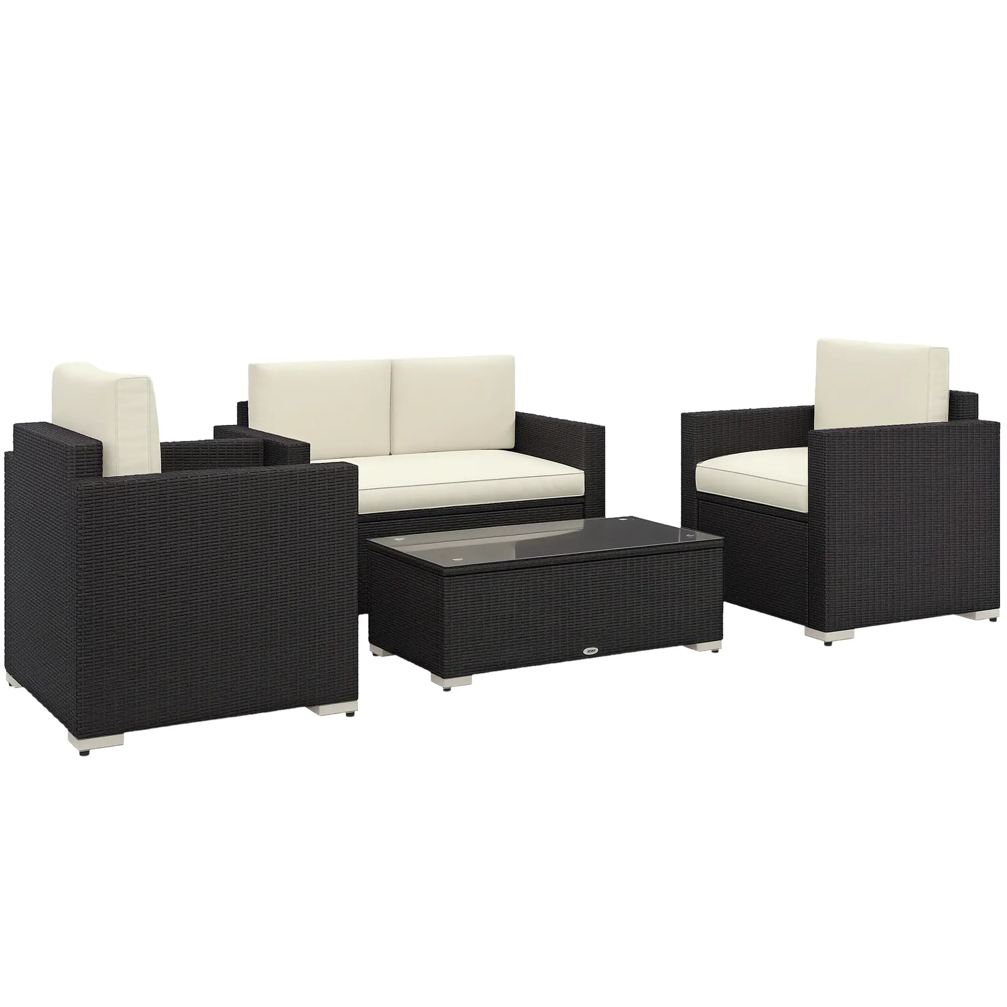 Outdoor Wicker Furniture Set with Table, Loveseat & 2 Chairs, Cream Patio Furniture Sets at Gallery Canada