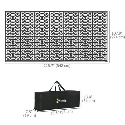 Reversible Outdoor Rug, Waterproof, 9' x 18', Chain, Black and White Outdoor Reversible Rugs at Gallery Canada