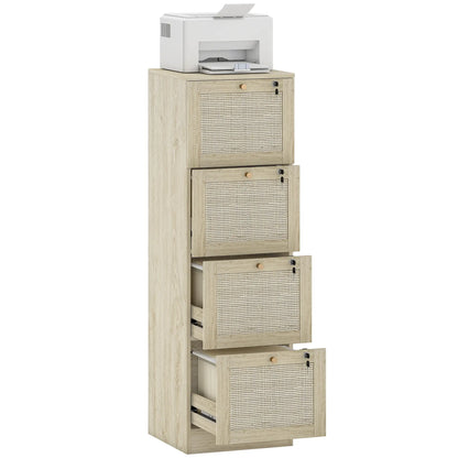 4 Drawer Filing Cabinet with Lock, Boho File Cabinet, A4 Letter Size, Oak Office Cabinets & Cupboards at Gallery Canada