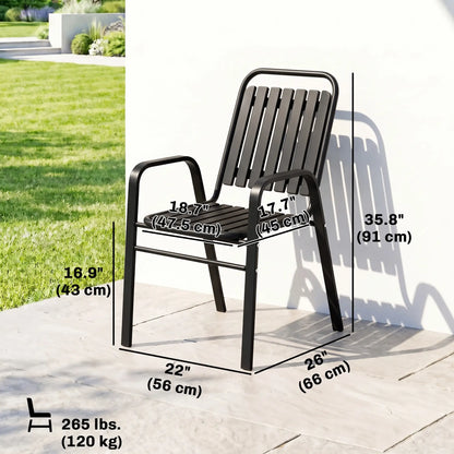 Stackable Outdoor Dining Chairs Set Of 2, Black Patio Chairs at Gallery Canada