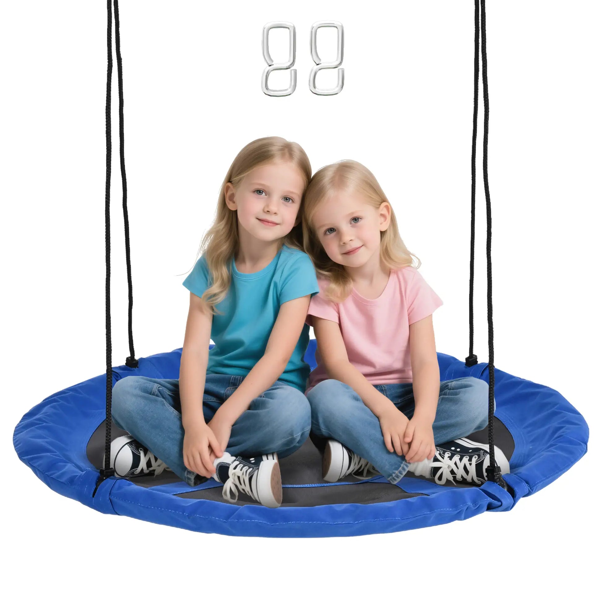 43.25" Saucer Swing, Adjustable Rope Seat, Indoor Outdoor, Blue Gym Sets & Swings Blue, Black at Gallery Canada